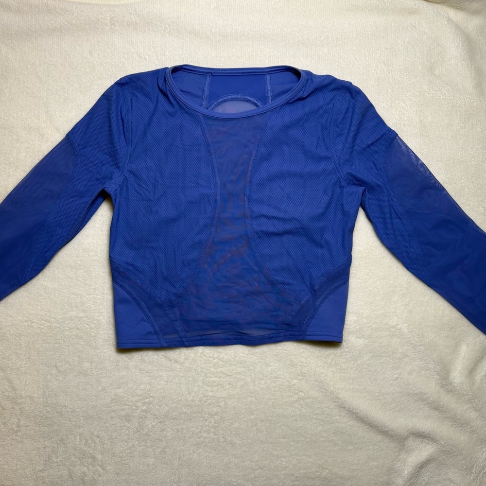 Lululemon Athletica Royal Blue Mesh Long Sleeve Top